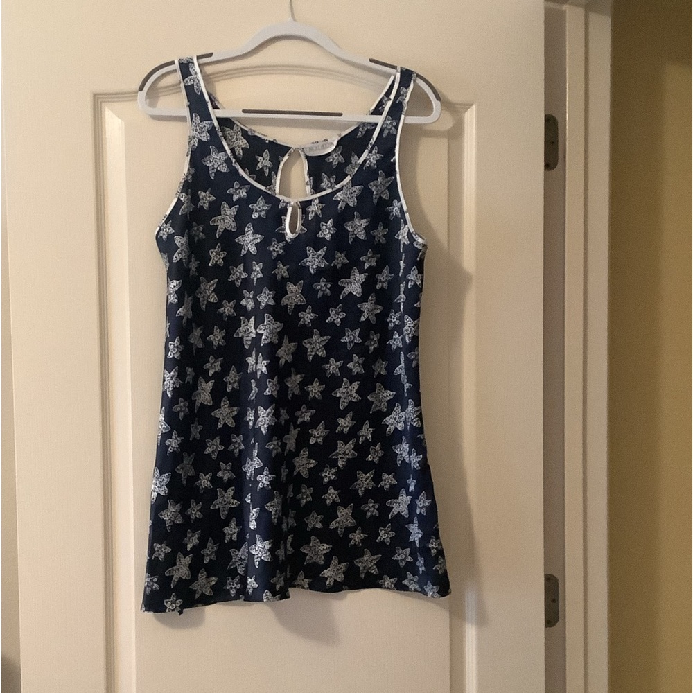 CAROLE HOCHMAN nightgown or beach cover silky material star fish navy